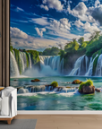 Papier peint cascades - lagon aux chutes vertes