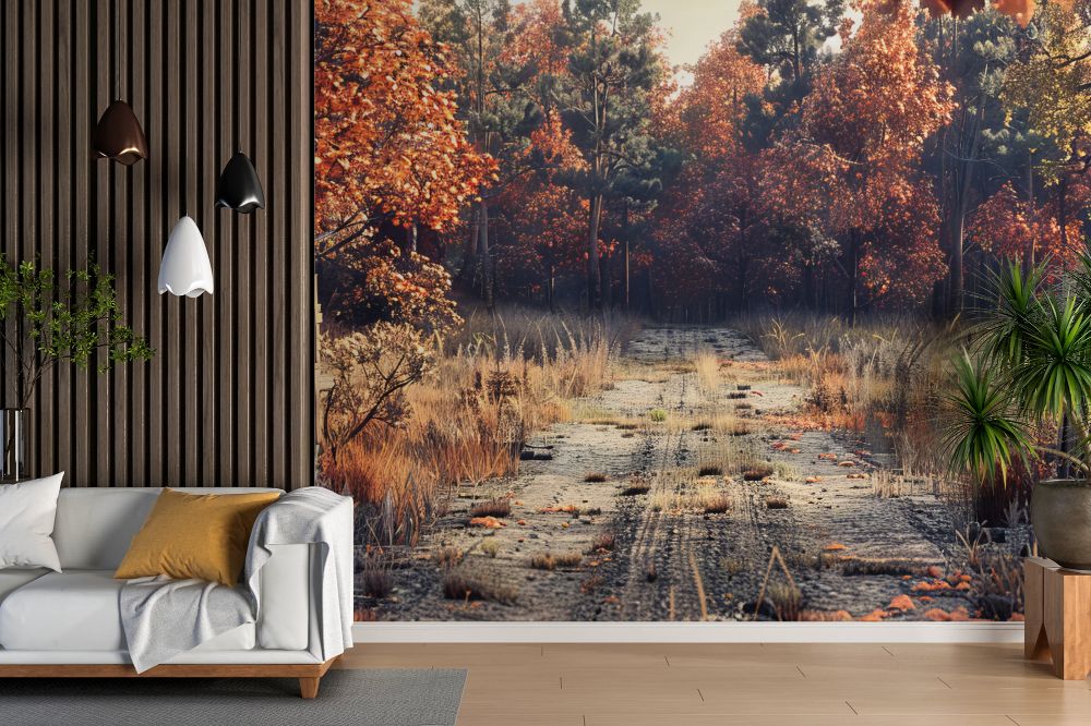 Papier peint forêt - sous-bois d'automne