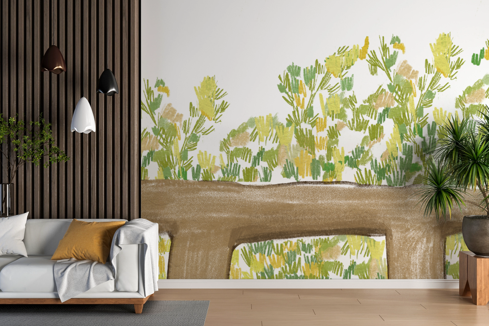 Papier peint feuillage - balcon de lierre