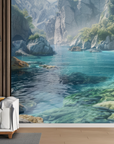 Papier peint cascades - lagon turquoise de montagne