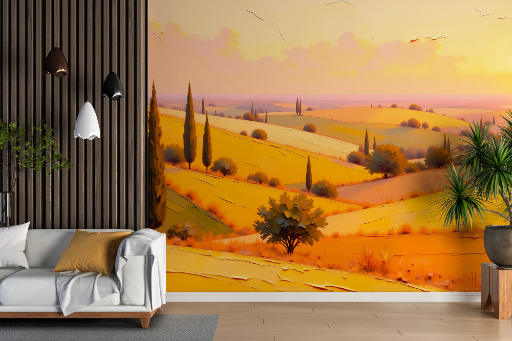 Papier peint campagne - collines de toscane