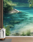 Papier peint cascades - plage de lagon turquoise