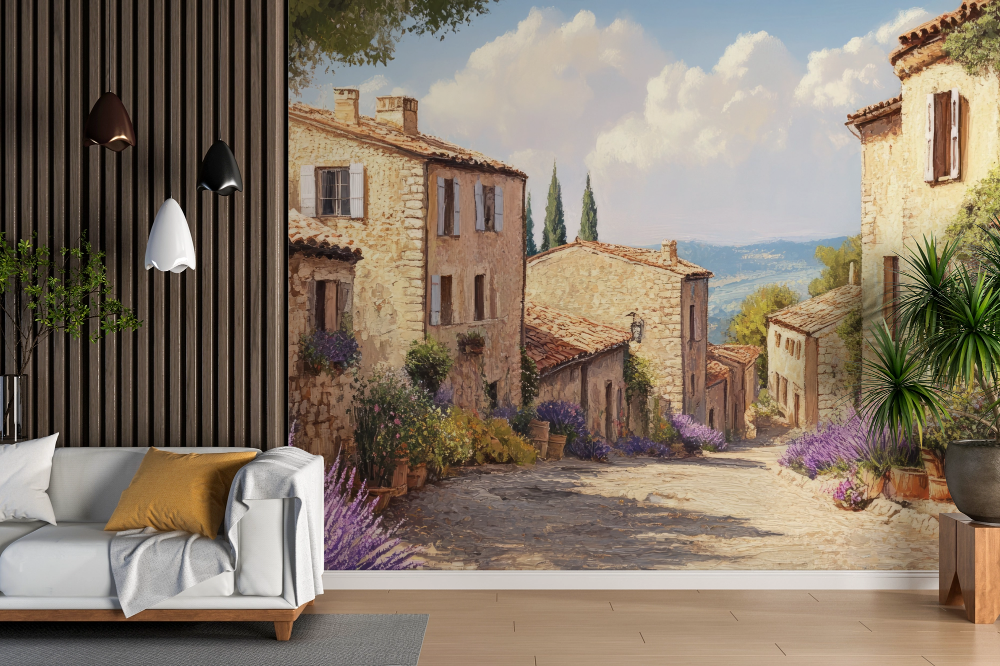 Papier peint campagne - ruelle provençale