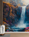 Papier peint cascades - cirque d'eau multicolore