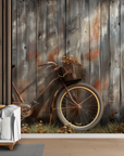 Papier peint fleuri - vélo rétro et géraniums