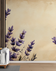Papier peint fleuri - brins de lavande vintage