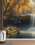 Papier peint cascades - cascade dorée d'automne