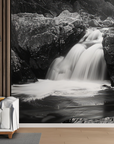 Papier peint cascades - torrent noir et blanc