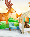 Papier peint enfant – Animaux de la forêt joyeux