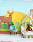 Papier peint animaux – Faune illustrée pour enfant