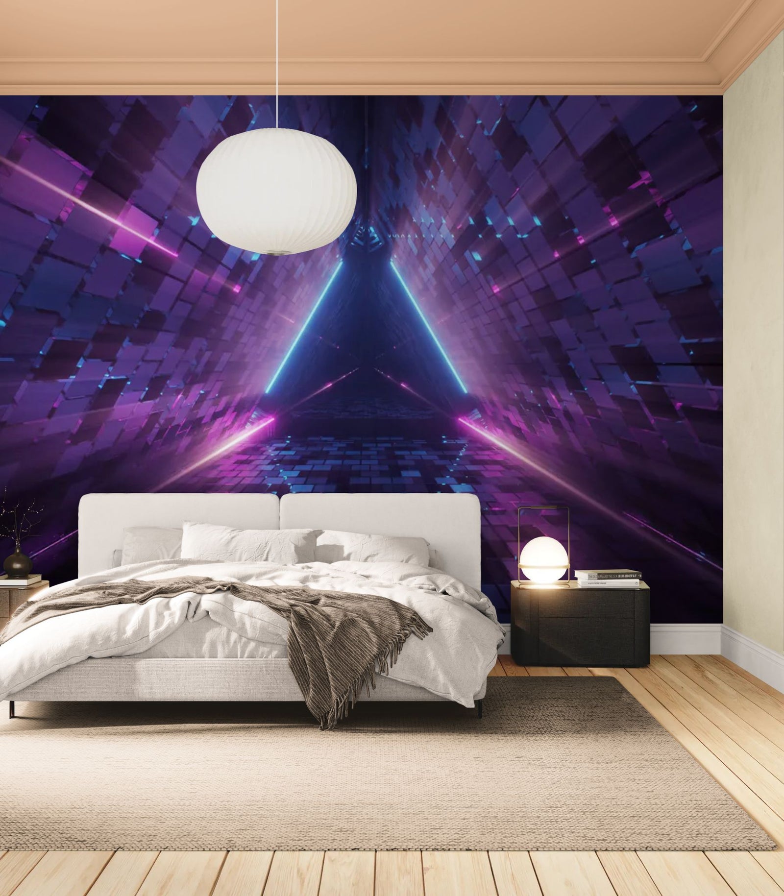 Papier Peint Futuriste - Corridor du Triangle Quantique