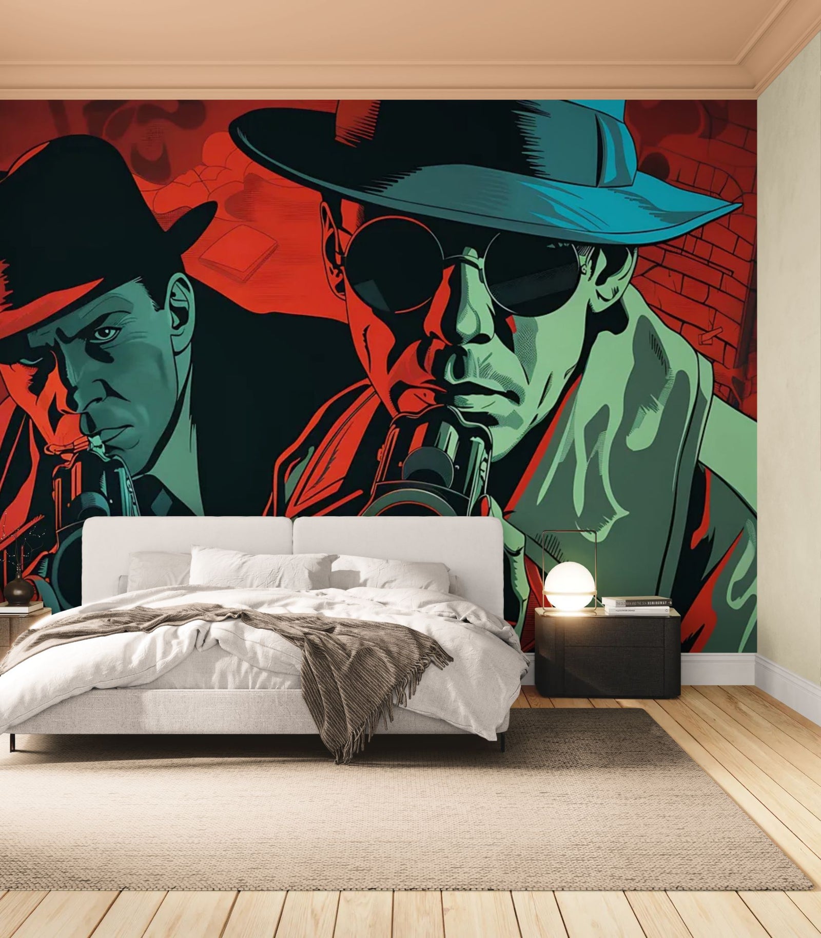 Papier Peint Rétro Comics - Gangsters Noir