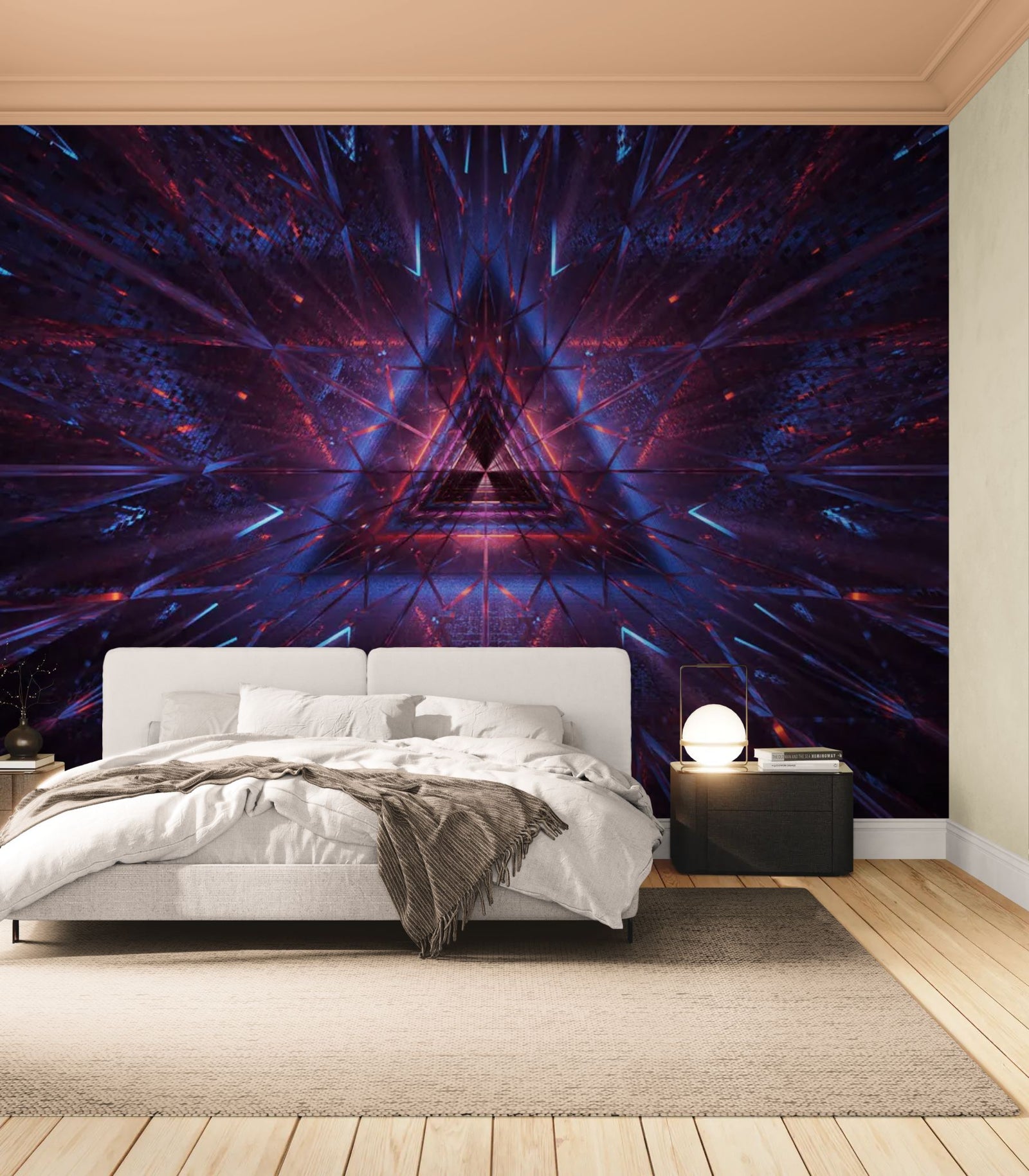 Papier Peint Géométrique Néon - Triangle Infini