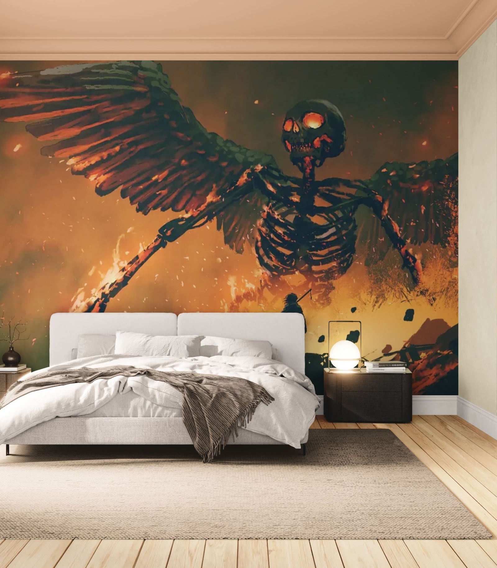 Papier Peint Dark Fantasy - Ange Squelette Infernal