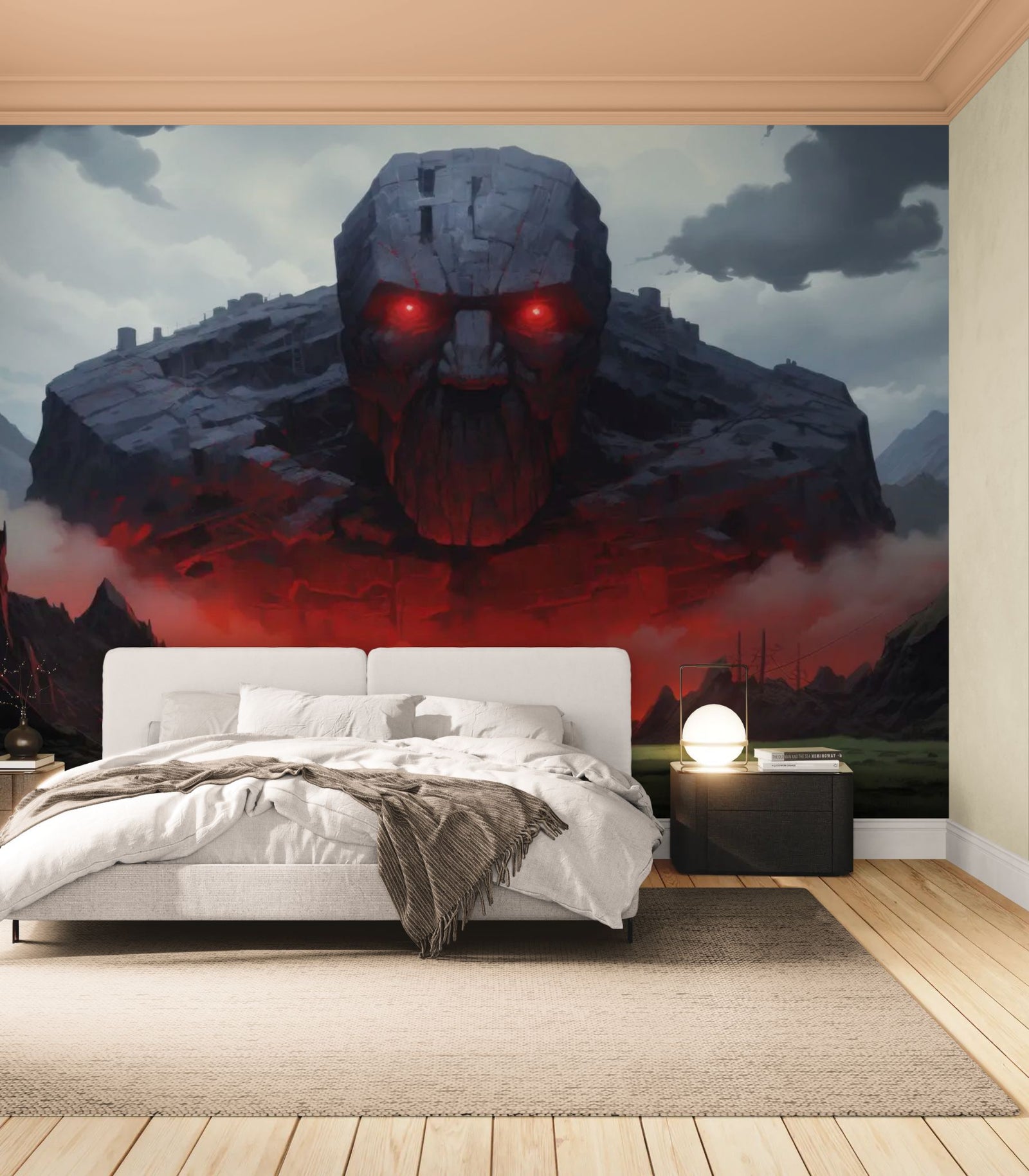 papier peint dark fantasy - titan de cendre