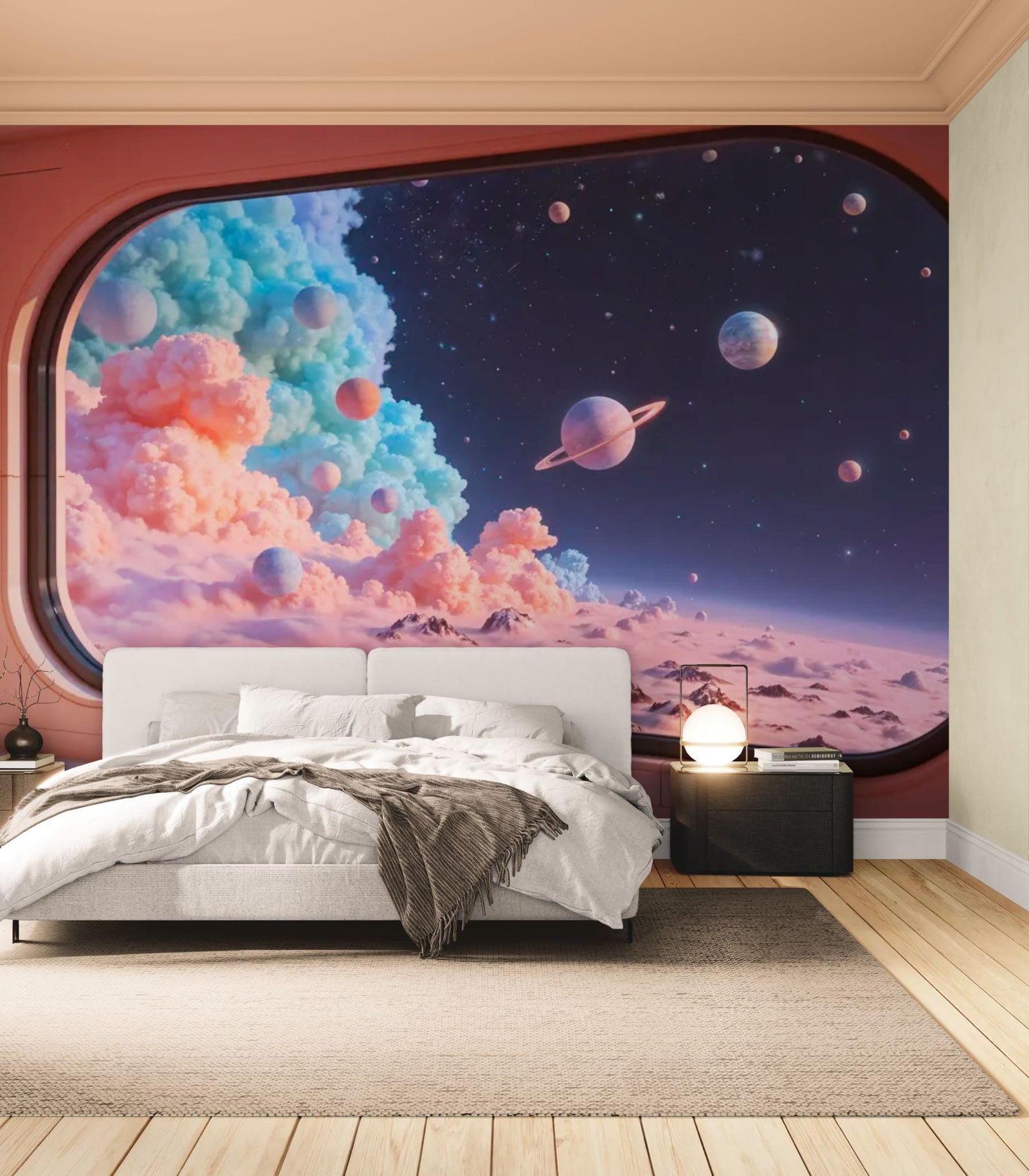 papier peint espace - nuages cosmiques pastel