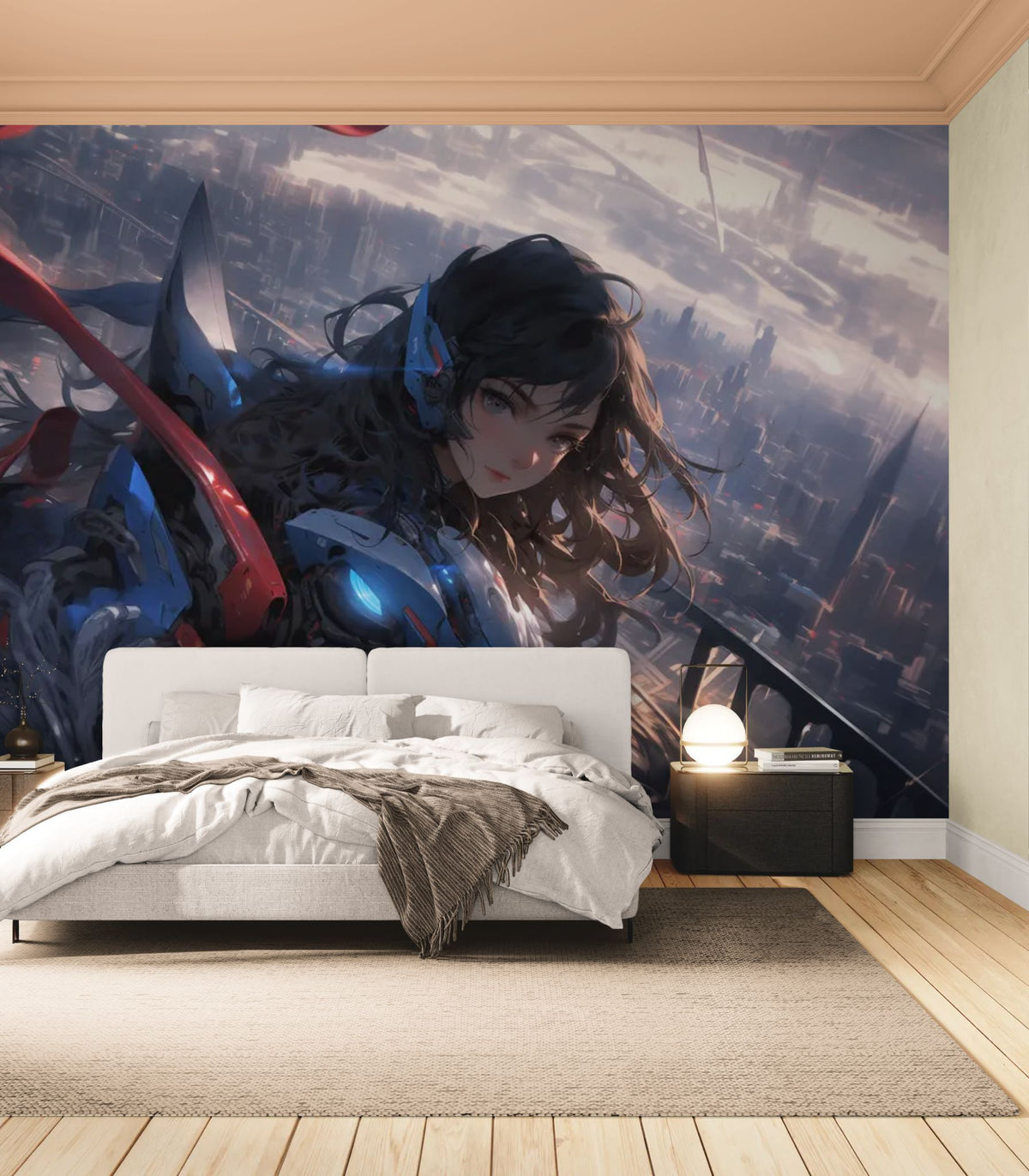 Anime behang - Vrouwelijk krijger in harnas