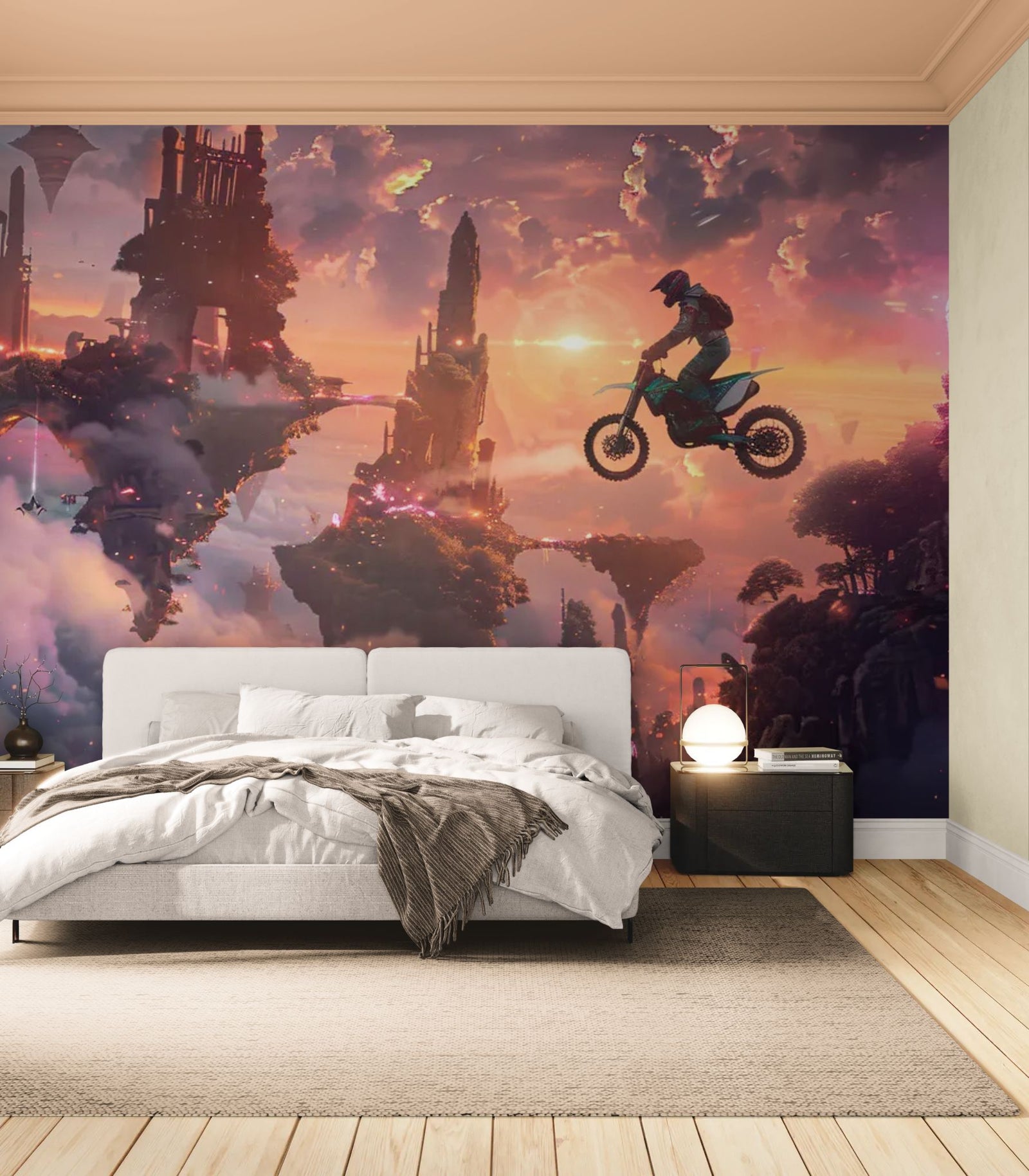 Papier Peint Fantasy - Motard des Îles Célestes