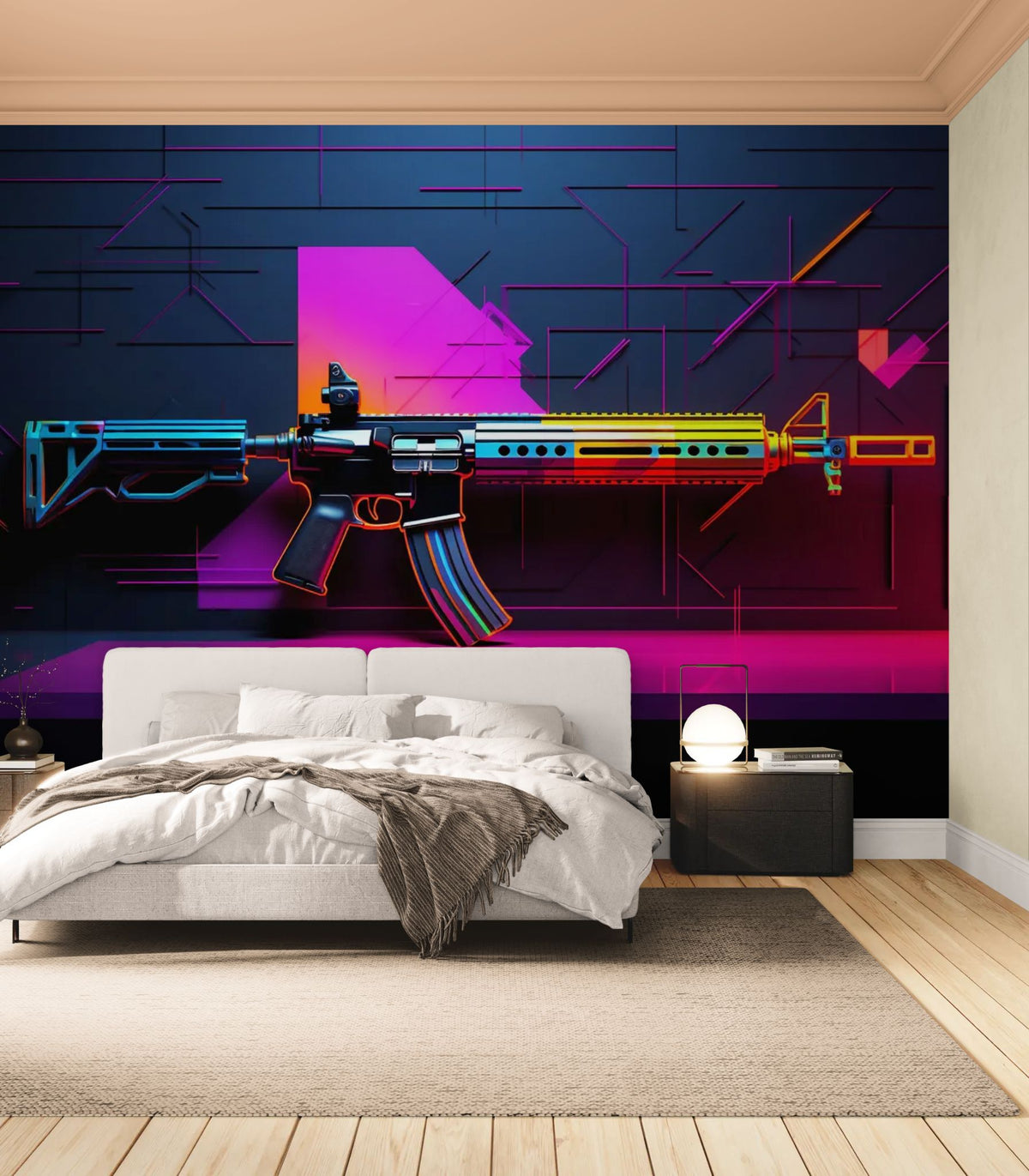 Tapete mit Illustration – Mehrfarbiges Gewehr