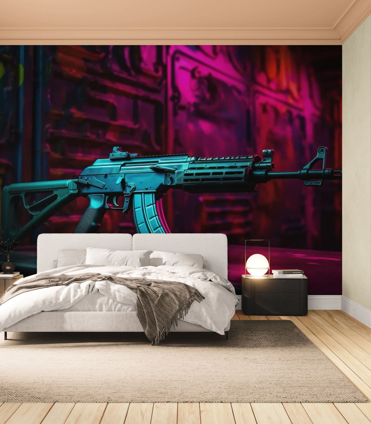 Futuristische Tapete - Futuristische Waffe mit metallischem Glanz