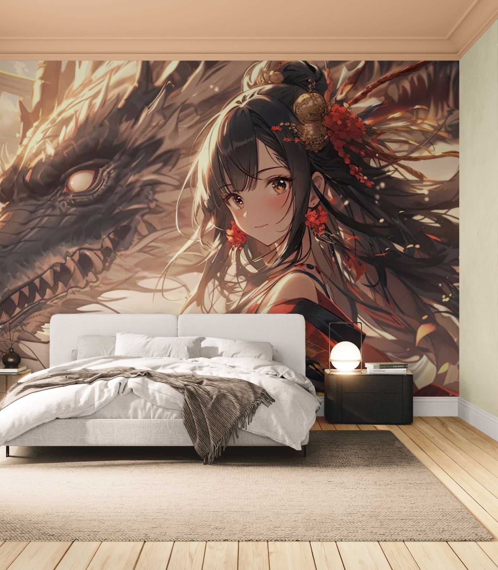 Papier Peint Japonais — Esprit du Dragon Écarlate