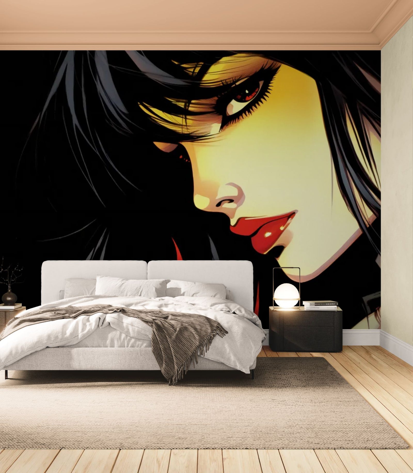 Papier Peint Anime - Portrait Noir Écarlate
