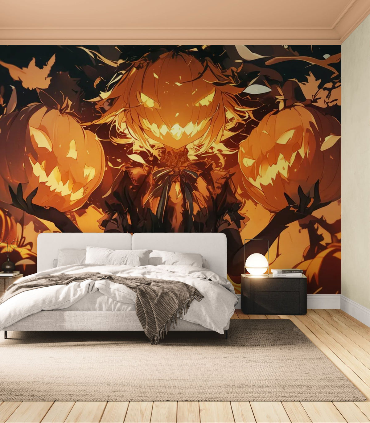 Tapeta halloweenowa – postać z dyniową głową