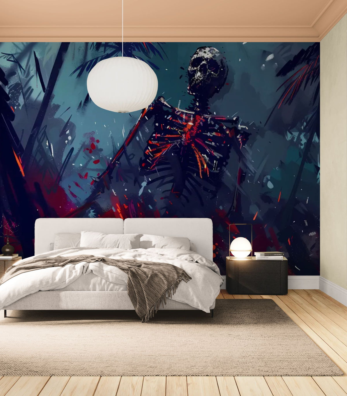 Halloween behang - Skelet in het bos