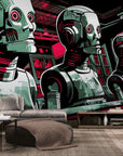 Science fiction wallpaper – industrial robots in a row