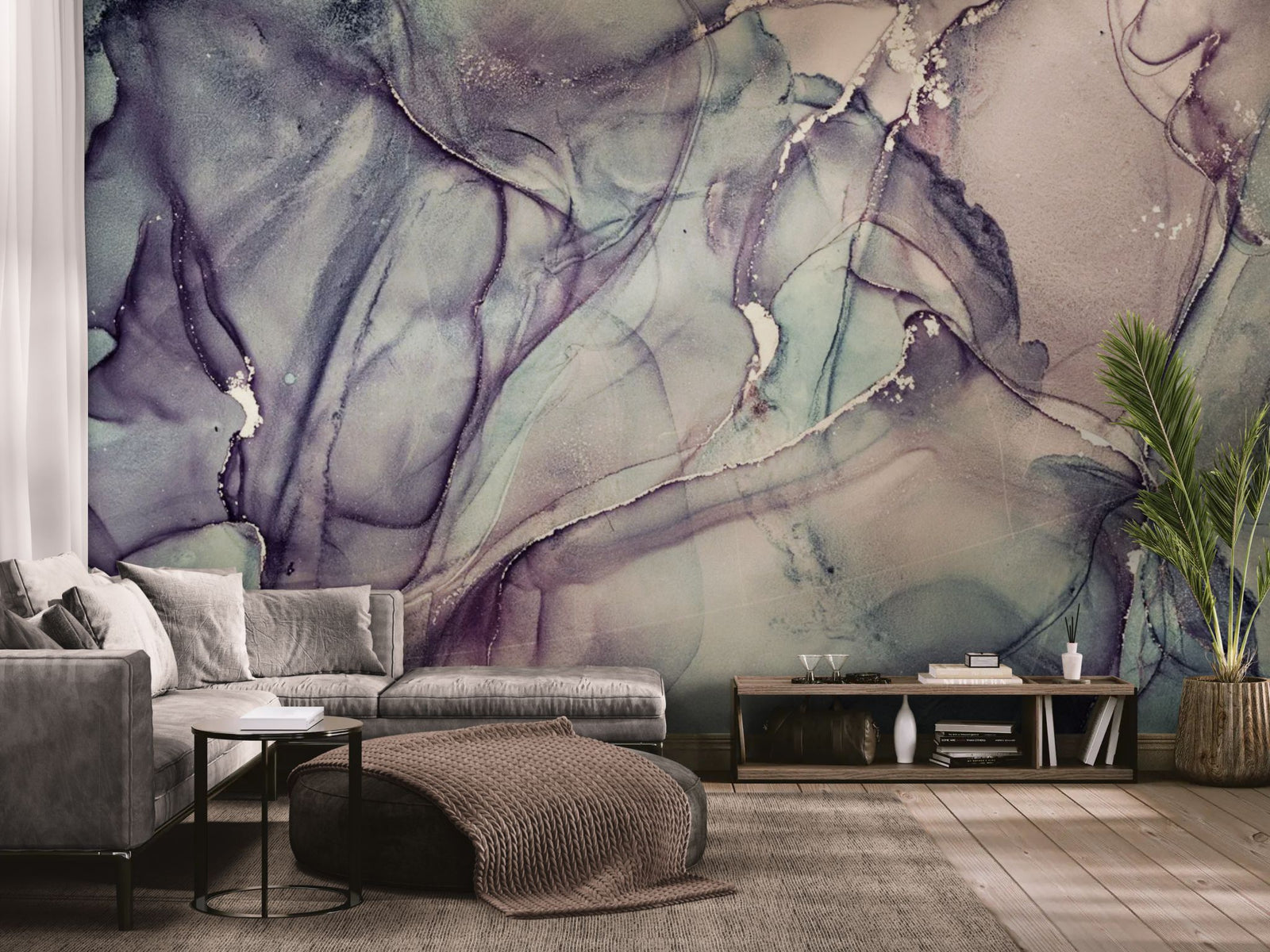 Abstract wallpaper – fluid ink in mineral tones