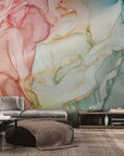 Abstract wallpaper – pastel inks with gold lines