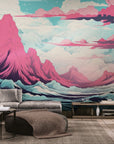 Illustrated Wallpaper – Fantasy Landscape with Pink Mountains