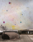 Papier peint Enfant – confettis étoiles aquarelle pastel
