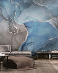 Abstract wallpaper – mineral marble with bluish hues