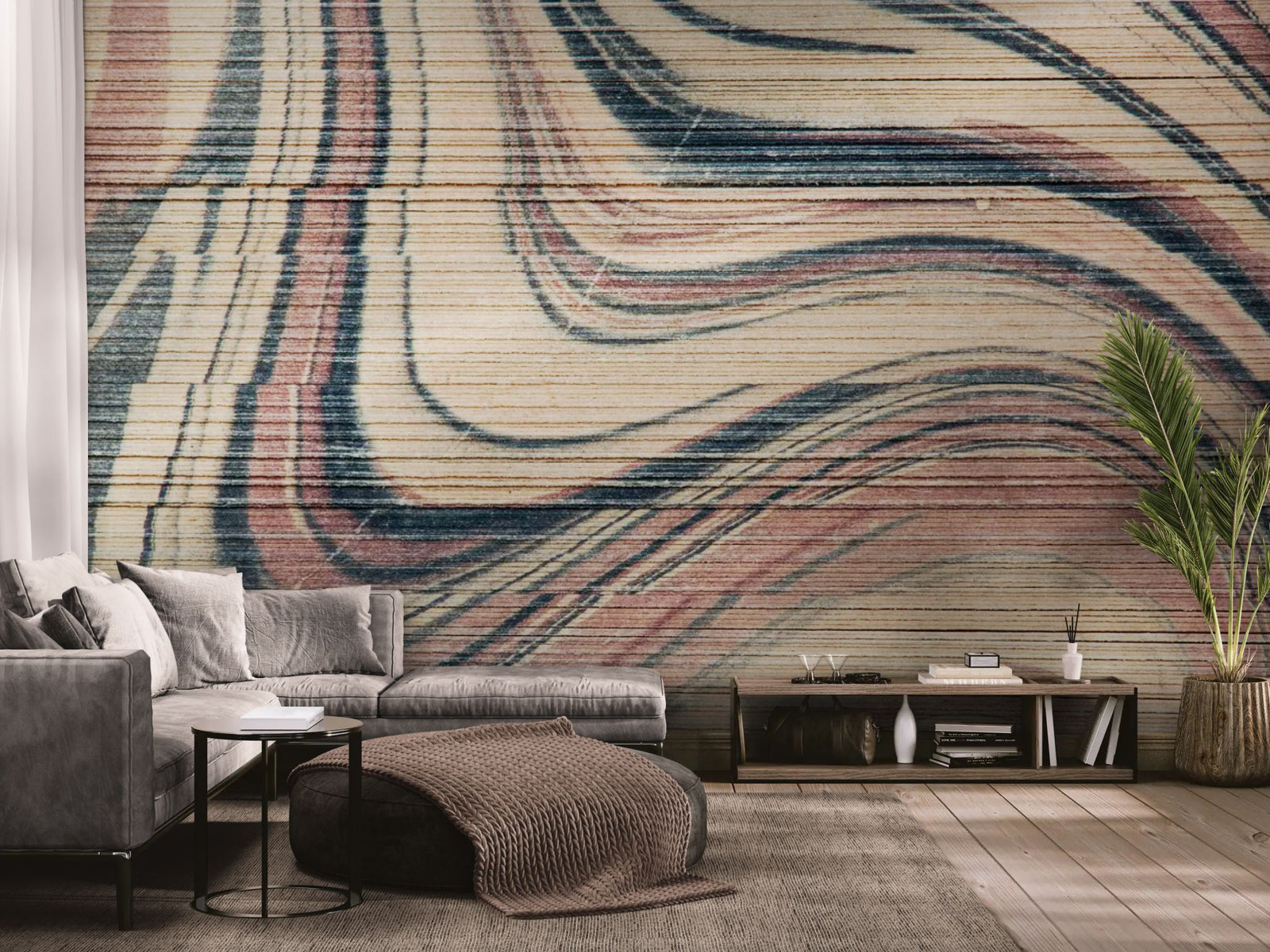 Papier peint Matière – veinage du bois aux courbes naturelles