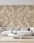 Papier peint rétro - damas classique beige doré