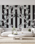 Papier peint baroque - damas classique noir et blanc