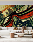Papier peint pop art - bande dessinée urbaine rétro