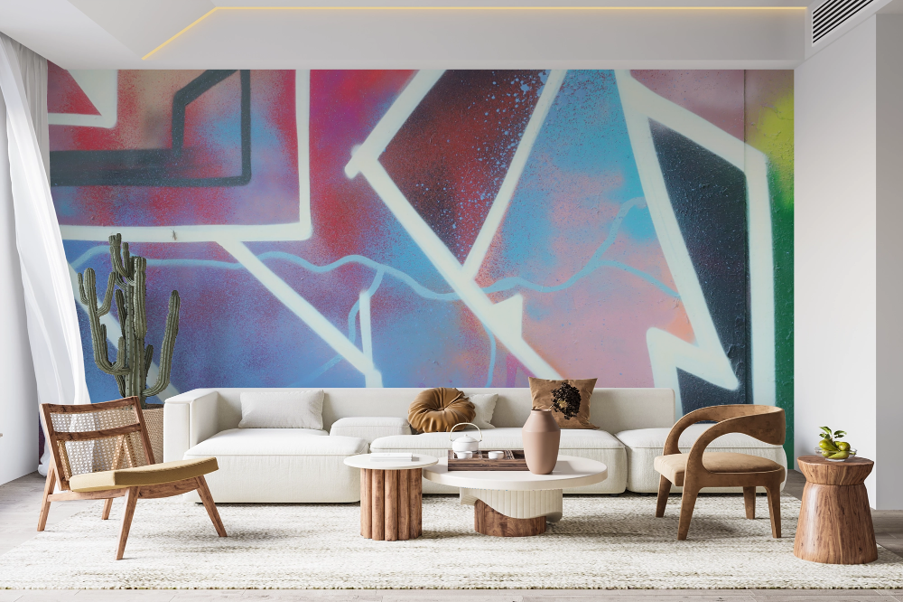 Papier peint graffiti - fresque abstraite multicolore