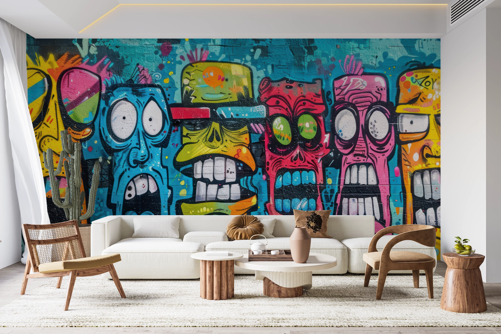 Papier peint pop art - personnages amusants multicolores
