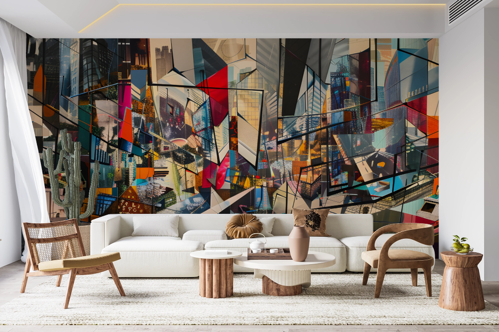 Papier peint pop art - mosaïque urbaine multicolore