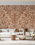 Papier peint rétro - tapisserie classique beige doré