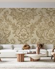 Papier peint rétro - damas classique beige clair