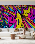 Papier peint graffiti - flèches et lettrages dynamiques multicolores