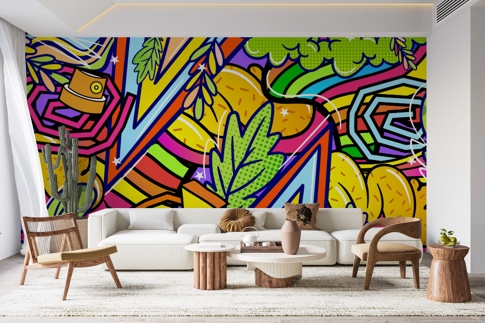 Papier peint graffiti - illustrations colorée