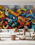Papier peint graffiti - fresque murale relief multicolore
