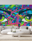 Papier peint graffiti - regard coloré style pop art
