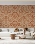 Papier peint rétro - damas classique beige doré