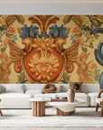 Papier peint baroque - dorures et ornements d'antan ocre