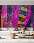 Papier peint graffiti - motifs abstraits vert et violet